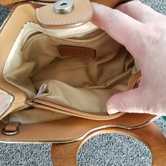 FREE PEOPLE / BASS Wood Preppy Madras Plaid Purse - Picture 6 of 7